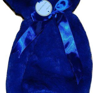 Faux Fur Wine Bag with Ribbon Tie - Royal Blue